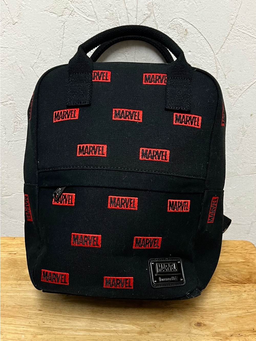 Marvel Black Backpack with Red Logo Print